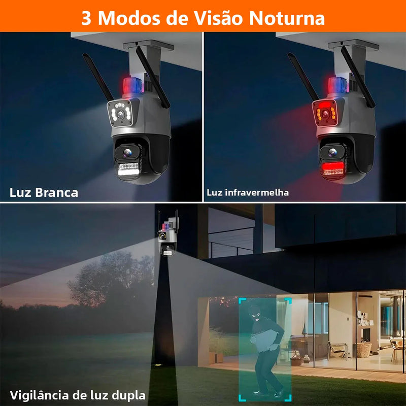 Câmera de Segurança Externa Lente Dupla Bivolt
